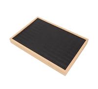 YolieraArt 100 Slots Ring Storage Tray, Bamboo PU Leather Organizer, Black 14 x 9.6 x 1.4in, for Dresser Drawer Showcase