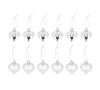 YolieraArt 12PC Heart Christmas Tree Ornaments, Christmas Heart Electroplated Balls, Party Wedding Home Decor Ornaments, Plastic Material, Romantic Hanging Decor, Ideal for Festiva (Silver)