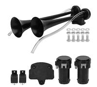 YolieraArt 130dB Dual Trumpet Air Horn with Compressor, 12V Loud Metal Train Horn for Trucks, Yachts