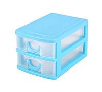 YolieraArt 2 to 3 Layers Drawer Organizer, Plastic Storage Box, Detachable Makeup Jewelry Container for Desk Bedroom Kitchen (2 layers of blue)