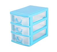 YolieraArt 2 to 3 Layers Drawer Organizer, Plastic Storage Box, Detachable Makeup Jewelry Container for Desk Bedroom Kitchen (3 layers of blue)