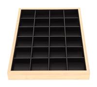 YolieraArt 24 Grids Jewelry Tray, Firm Wood Artificial Leather Organizer, Black 14.0 x 9.6 x 1.2in, for Drawer Showcase Ring Earring