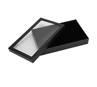 YolieraArt 36 Slot Flocking Jewelry Box, Transparent Top and Bottom Cover Ring Earring Organizer, Portable Display Case (Black)