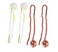 YolieraArt 4pcs Peluches de Felpa con Sonido, Bolas de masticación de 5 cm para la Limpieza de Dientes, Bolas de Gato interactivas con Colas, Juguetes de Gatito Suaves para morder