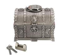 YolieraArt Ancient Egyptian Vintage Jewelry Storage Box, Zinc Alloy Scarab Double-Layer Lockable Organizer, 7.3 x 5.3 x 5.7 Inch, Suitable for Female Gift and Home Decoration