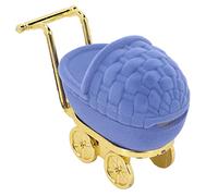 YolieraArt Carriage Jewelry Box, Flocked Storage Organizer, Simple Retro 3.15 x 1.53 x 2.44in Case for Earrings Rings, Ideal Gift for Christmas Birthday Anniversary (Blue)
