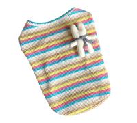 YolieraArt Chaleco de verano para perros y gatos, chaleco de algodón a rayas azul claro, transpirable, ligero, ropa para mascotas, fácil de poner y quitar, elegante para el verano, (S)