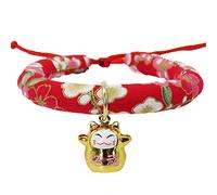 YolieraArt Collar de gato de estilo japonés con campana, collar ajustable para mascotas, 9 opciones de patrón en 4 tamaños, accesorios de tela suave para gatos y gatos (B-3 (S))