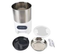 YolieraArt Comedero automático de acero inoxidable para mascotas, capacidad de 4 L, doble tazón, dispensador inteligente de alimentos para perros y gatos, fácil de limpiar, para uso doméstico con