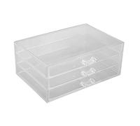 YolieraArt Earring Storage Box, 3 Drawers Clear Acrylic Container, Rustproof Lid, dust prevention, for Jewelry Lipsticks
