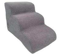 YolieraArt Escaleras para perros de 3 niveles con cubierta de forro polar, esponja de alta densidad para mascotas, diseño en forma de arco para proteger las articulaciones, antideslizante para cama y