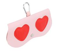 YolieraArt Glasses Bag, Pink Red Love Pattern Leather Storage Pouch, 6.1 x 2.8in Portable Case, Hook Design for Home Travel