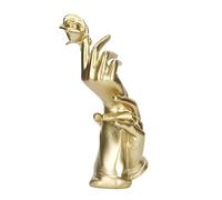 YolieraArt Hand Held Rose Sculpture, Resin Decorative Statue, 10.6 x 4.6in Golden, Home Office Decoration for Rings Necklaces