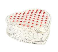 YolieraArt Jewelry Box, Heart Shape Trinket Box, Alloy Material with Hollow Out and Rhinestone Inlay, Suitable for Storing Rings Earrings, Perfect for Wedding and Birthday Gift (Red Rhinestone)