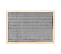 YolieraArt Jewelry Drawer Organizer, 100 Compartments Ring Storage Tray with Velvet Lining, 14.0 x 9.6 x 1.2 Inches, Bamboo Drawer Insert for Jewelry Store Trade Show (Gray)
