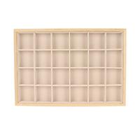 YolieraArt Jewelry Storage Display Tray, 24 Grids Jewelry Tray with Lint Lining, 14.0 x 9.6 x 1.2 Inches, Firm Wood Drawer Insert for Earrings Necklaces Bracelets Rings (Beige)