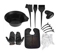 YolieraArt Kit genérico de 9 piezas para teñir el cabello, todo en uno, juego de herramientas para salón y hogar, guantes de látex, cubiertas para orejas, gorros de ducha, para colorear el cabello