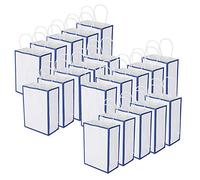 YolieraArt Kraft Paper Bag, 20pcs Portable Gift Bag, Vertical Version White and Blue, 5.9 x 3.1 x 8.3 Inches, For Clothes Shopping Gift Food Packaging