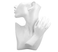 YolieraArt Mannequin Hand Jewelry Holder, White Resin Side Pose Bust, Glossy Finish, Stable Structure, Display Stand for Necklaces Earrings Rings Bracelets
