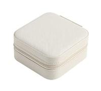 YolieraArt Pearlescent White Mini Jewelry Box, Portable Artificial Leather Storage Case for Earrings Necklaces Rings
