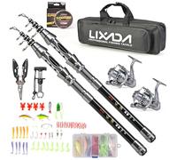 YolieraArt Telescopic Fishing Rod and Reel Combo, 2.4M Carbon Fishing Pole Kit with SK1000 Reel, Tackle Bag, Pliers, Lip Grip Tool for Ocean Surf Bass Trout Fishing (1.8m)
