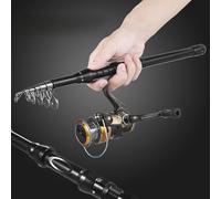 YolieraArt Telescopic Fishing Rod and Reel Combo Kit, Carbon Fiber Pole with Spinning Reel, 5.2:1 Gear Ratio 3BB, Includes Tackle Box Line Lures Hooks, (82inches)