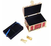 YolieraArt Vintage Red Jewelry Storage Box, Zinc Alloy Flannel Jewelry Organizer, 6.9 x 5.3 x 4.9 Inch, Suitable for Wedding Gift and Home Decoration
