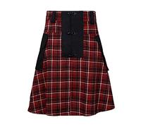 Yolimok Falda Escocesa para Hombre - Falda Medieval Vintage Punk Gothic Tradicional Highland Combat Kilt - Talla M - Color C#rojo - Tartán - Tiro Alto - Waist Size 32