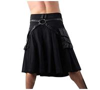 Yolimok MOVERV Falda Escocesa para Hombre Falda Medieval Vintage Punk Gothic Tradicional Highland Combat Kilt Escocesa Vestido Tierras Altas Tradicional Hombres Kilt Falda Escocesa Scottish Skirt