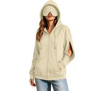 Yolimok Sudadera Cremallera Mujer con Capucha Forro Polar Sudaderas de Manga Larga, Casual Color Sólido Abrigo Hoody Sweatshirt con Bolsillos, Hoodie para Primavera Otono Invierno