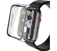 YoLin Paquete de 2 fundas protectoras rígidas con protector de pantalla de vidrio templado compatible con Apple Watch Series 6/SE/Series 5/Series 4 de 1.732 pulgadas, funda ultrafina de policarbonato