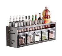 Yolispa Estante para especias con botes de especias, estante de especias de pie montado en la pared con 5 botes de especias para azúcar, sal y pimienta, organizador de especias para cocina, encimera