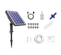 Yolispa Sistema de riego solar automático para jardín, sistema de riego por goteo de 3 W, batería de 2000 mAh, modo de temporización múltiple para plantas de jardín (para 10 plantas en maceta)