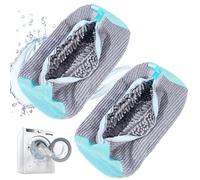 Yolistar 2 Bolsas Gruesas para Zapatos para Lavadora, Gris, Anti-DeformacióN, Reutilizable Malla 360° Bolsa Lavadora Zapatillas con Cremallera, para Baskets, Chaussures de Tennis et Chaussures