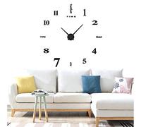 Yolistar Modern DIY Reloj de Pared Grande 3D Espejo Pegatina Metal Silencioso Péndulo de Pared Reloj Moderno Metálico Reloj Decoraciones de Oficina - Negro