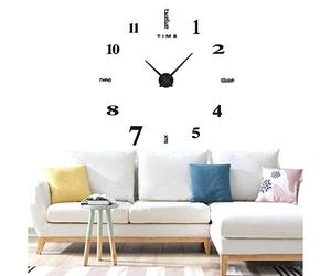 Yolistar Modern DIY Reloj de Pared Grande 3D Espejo Pegatina Metal Silencioso Péndulo de Pared Reloj Moderno Metálico Reloj Decoraciones de Oficina - Negro