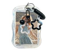 Yoljun Soporte para tarjetas fotográficas Kpop, soporte para tarjetas de estrella con cuerda de primavera, soporte para tarjetas con llavero, tarjetas de fotos Kpop, accesorios para álbum de ídolos