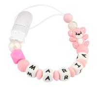 Yolnkos Cadenas Chupetes Personalizado para Bebé con Nombre Teddy Oso Chupetero Niño Chicas(Rosado)
