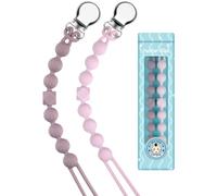 Yolnkos Cadenas Chupetes Silicona Clips De Chupete Para Bebé Porta Sujetadores Mordedores Chupetero Soothie Clip Sujeta Holder Niños Niñas Diseño de Una Pieza 2pcs(Sage,Púrpura)