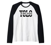Yolo JK BRB Jesus Christ Funny Christian Easter Sunday Joke Camiseta Manga Raglan