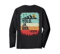Yolo JK BRB Jesus Christ Funny Christian Easter Sunday Joke Manga Larga