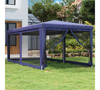 Yolola Carpa de Jardín 3x6 m Gazebo para Jardín Cenador con 6 Partes Laterales Mosquitera con Cremallera Protección UV para Patio Exterior Eventos Fiesta Azul
