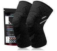 YOLONCE 2 Pcs Juego de rodilleras para mujer y hombre,Rodilleras Menisco y Ligamento,Rodilleras Gym Compresion,Rodillera Antideslizante de Compresión para liviar el Dolor en Articulaciones,Negro,L