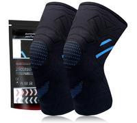 YOLONCE 2 Pcs Juego de rodilleras para mujer y hombre,Rodilleras Menisco y Ligamento,Rodilleras Gym Compresion,Rodillera Antideslizante de Compresión para liviar el Dolor en Articulaciones,Azul,L