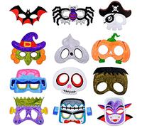 YOLOUP 24 piezas máscaras colorear Halloween niños máscaras fiesta Halloween máscara de bruja, calabaza, murciélago araña con cepillo y banda elástica cosplay