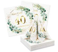 YOLOUP 40 servilletas de papel para 40 cumpleaños con texto en alemán "Alles Gute zum Geburtstag, Goldfolien Geburtstags-Servilletetten für Mann Frau Happy Birthday Papier-Servilettetten