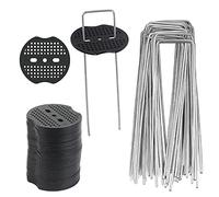 YOLOUP Juego de 80 anclajes para el suelo de jardín, 40 clavos galvanizados, 40 unidades, discos amortiguadores, anclajes de suelo para fijación de malas hierbas o tienda de camping, 150 (largo) x 2,1