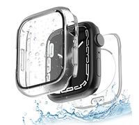 Yolovie (2 en 1 impermeable compatible con Apple Watch Screen Protector Case SE Series 6 5 4 40 mm Accesorios, iWatch Película de vidrio templado, cubierta facial de PC y parachoques trasero para