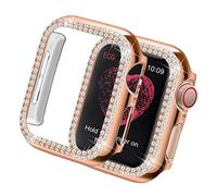 Yolovie Funda Carcasa Compatible para Apple Watch 40mm 44mm Series 6 SE 5 4, Cubierta de la Cara Bling Crystal Diamonds Shiny Rhinestone para Bumper, Oro Rosa