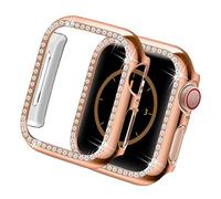 Yolovie Funda Carcasa Compatible para Apple Watch 40mm 44mm Series 6 SE 5 4, Cubierta de la Cara Bling Crystal Diamonds Shiny Rhinestone para Bumper, Oro Rosa